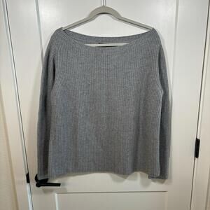 Halogen 100% Cashmere Womens Boatneck Sweater Size XL Light Gray Quiet Elegance